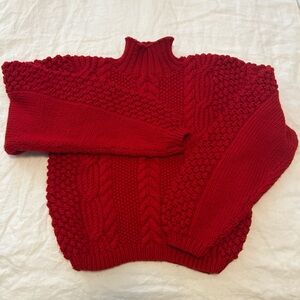 Carole Little Red Cowl Neck Sweater